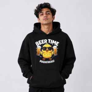 YOURI Unisex Oversized Hoodie for Men & Women | Black | 320 GSM Premium Cotton Blend | Fleece Lined | Relaxed Fit | Bio-Washed | Kangaroo Pocket | Full Sleeve | Hooded Sweatshirt