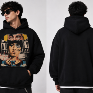 YOURI Premium Oversized Hoodie | Black | Unisex | 320 GSM Heavyweight Cotton Blend | Fleece Lined | Relaxed Fit | Hooded Sweatshirt