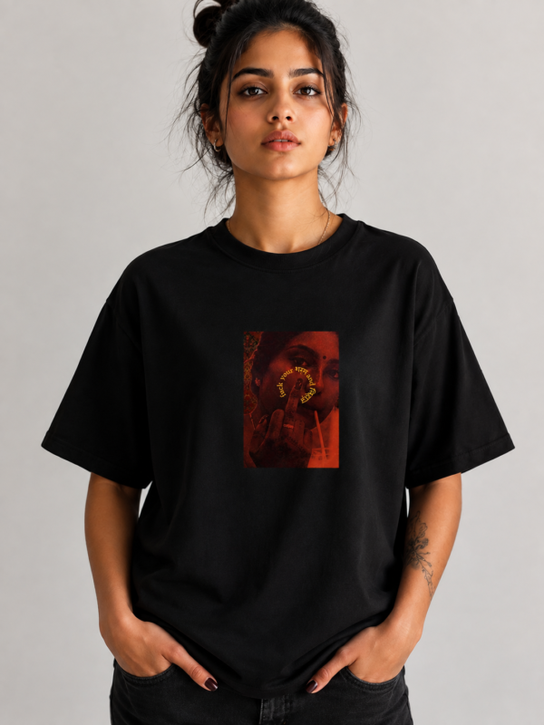 YOURI Oversized T-Shirt for Men & Women | Black | 200 GSM Premium 100% Cotton | Bio-Washed | Drop Shoulder | Relaxed Fit | Unisex Casual Streetwear