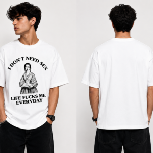 YOURI Premium Oversized T-Shirt for Men & Women | 200 GSM Cotton | Relaxed Fit | Round Neck | Half Sleeve | White & Black