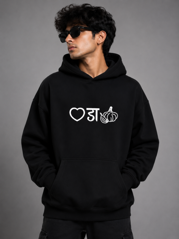 YOURI Premium Oversized Hoodie for Men & Women | 200 GSM | Black & White | Kangaroo Pocket | Relaxed Fit | Unisex Casual Streetwear Sweatshirt